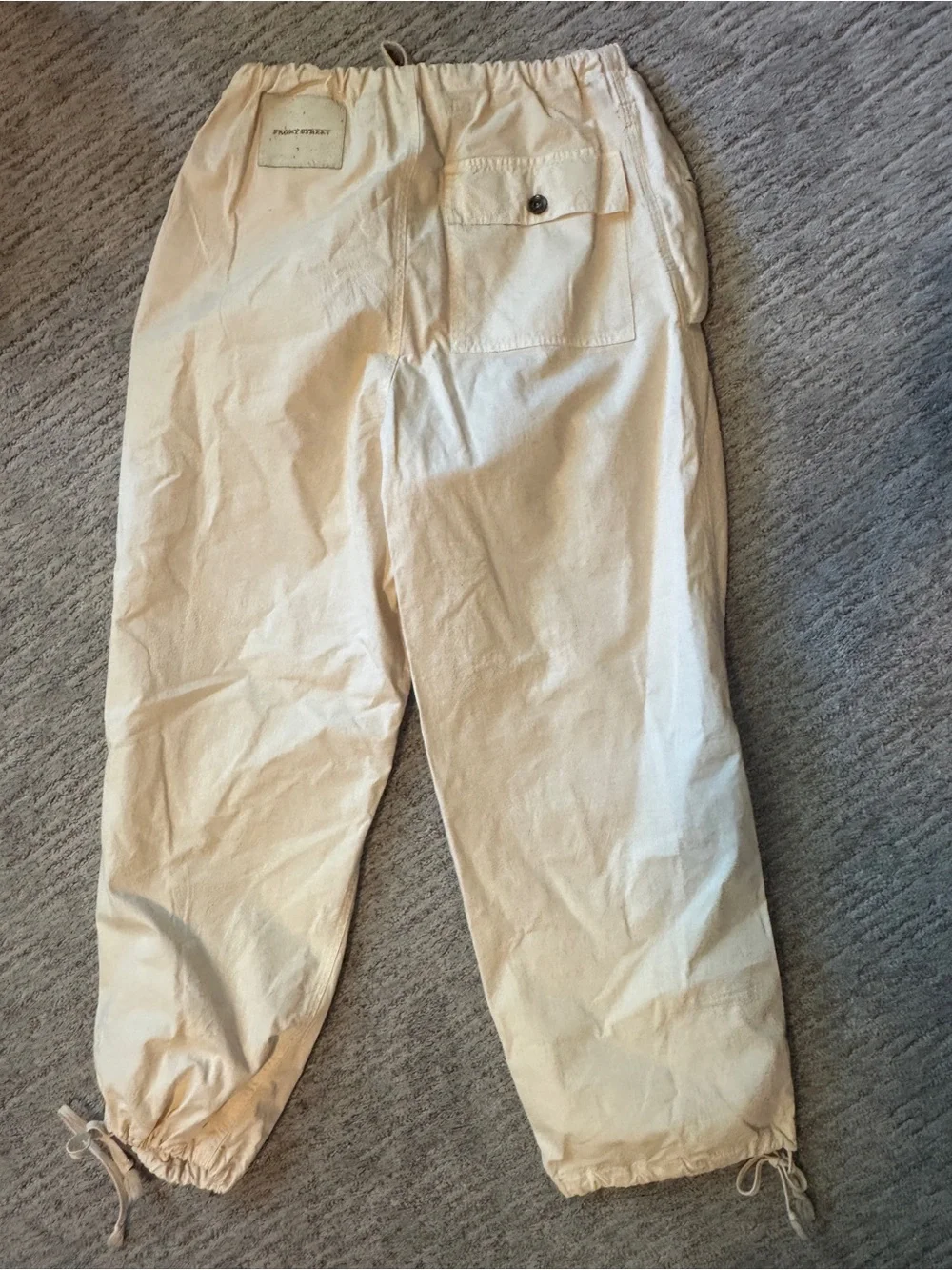 Front Street 8 NWT Ivory Beige Cargo Jogger Pants Euro Style Made in Italy Med